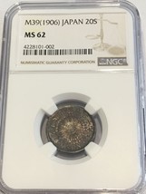 M39 (1906) Japan 20 Sen NGC Certified MS 62 - £364.80 GBP