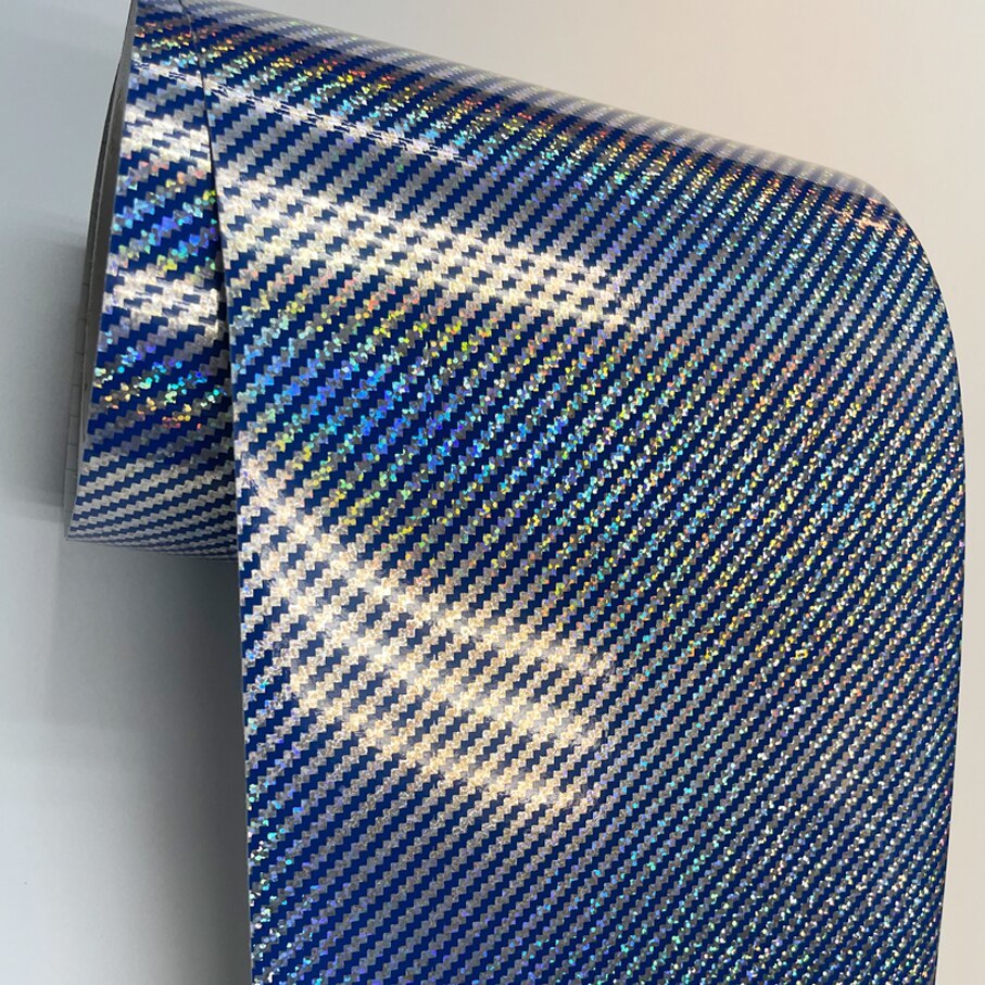 20cm width 2D Glossy Blue Laser Vinyl Sheet Car Wrap Film Self Adhesive