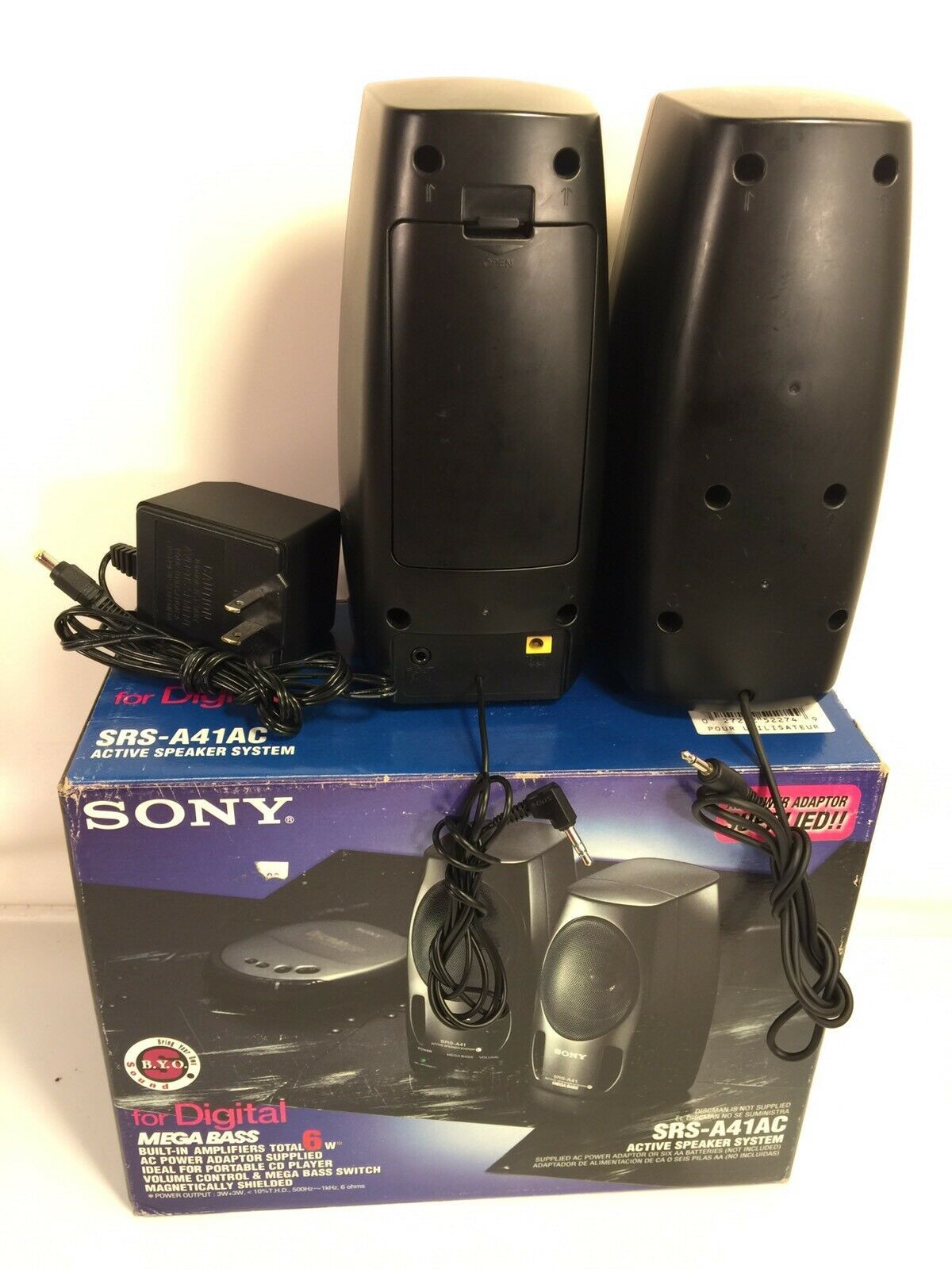 Sony Mega Bass Active Speaker System Portable Built In Amplifier Model