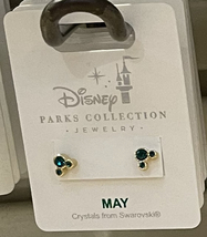 Disney Parks Mickey Mouse Faux Gem May Birthstone Stud Earrings Gold Color - $32.90