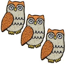 Mini Owl Applique Patch - Hoot Owl, Animal Badge 1&quot; (3-Pack, Iron on) - $3.50