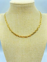 Vintage Monet Braided Herringbone Necklace in Gold Tone 16&quot; - $24.95