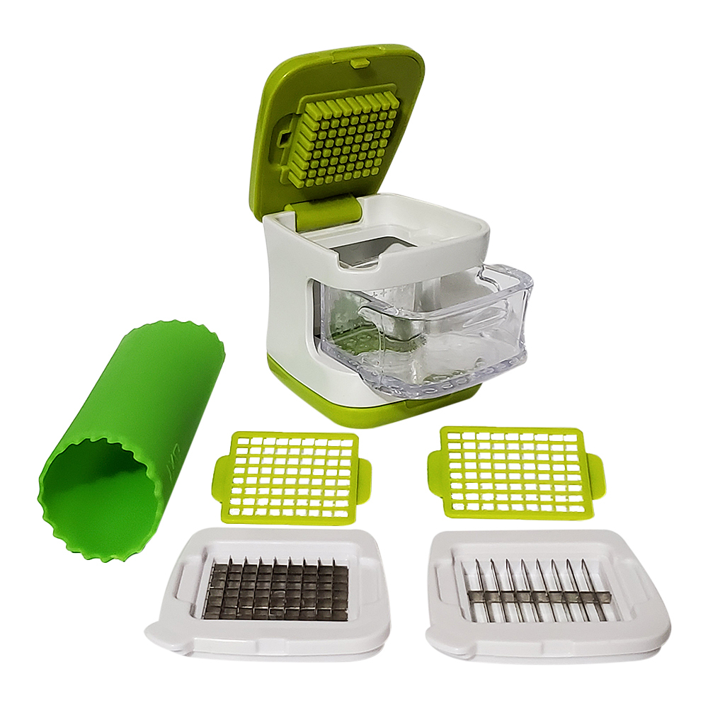 Garlic Press, Heavy Duty Garlic Slicer and Mincer with 2 blades, Free