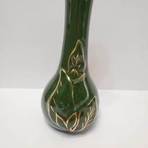 F&M Artware Vase, Green with 22K Gold Trim, Handmade Ceramic Bud Vase, 8" image 2