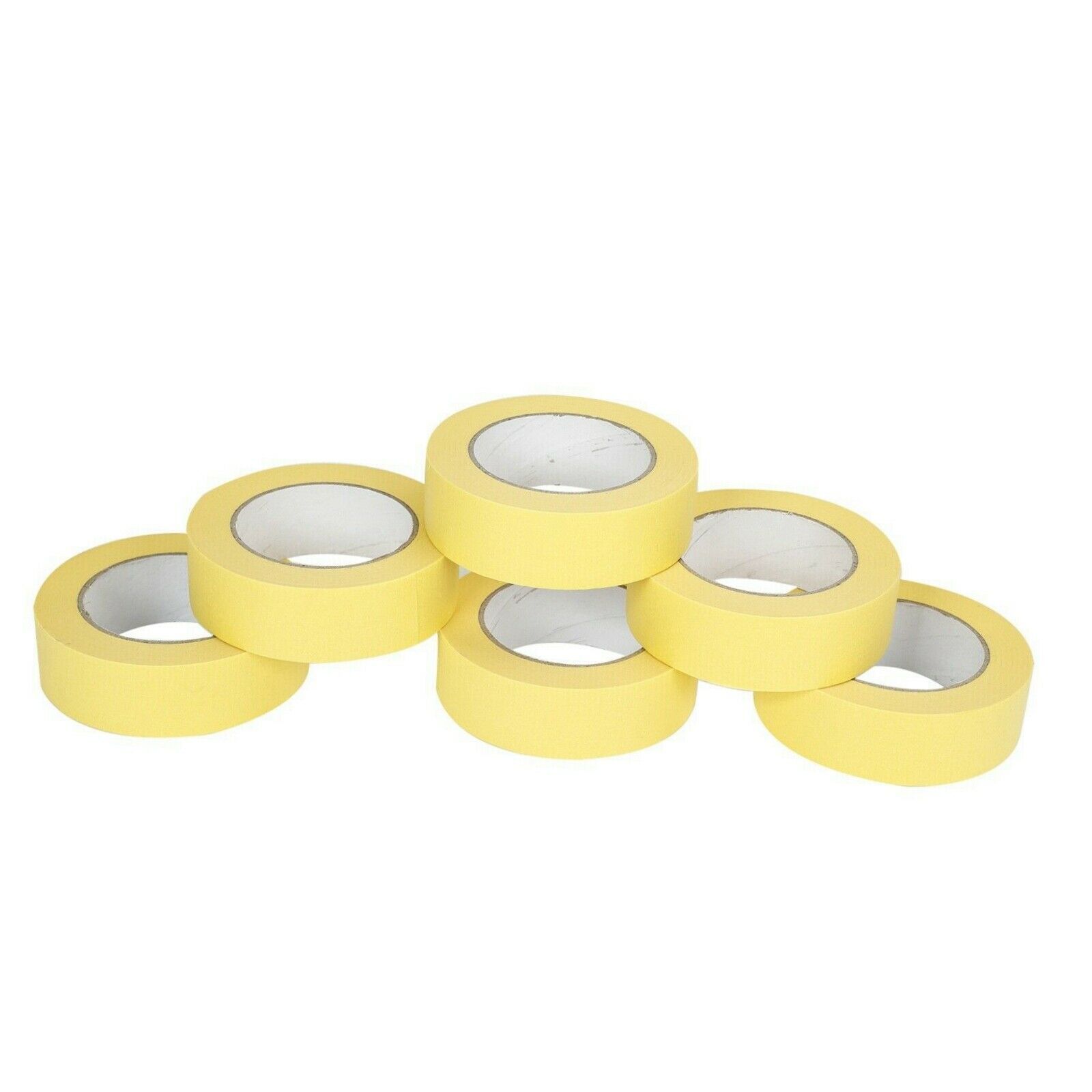 1-1/2 x 181' 6 Rolls Yellow Masking Tape Crepe Paper Automotive Refinish 06654