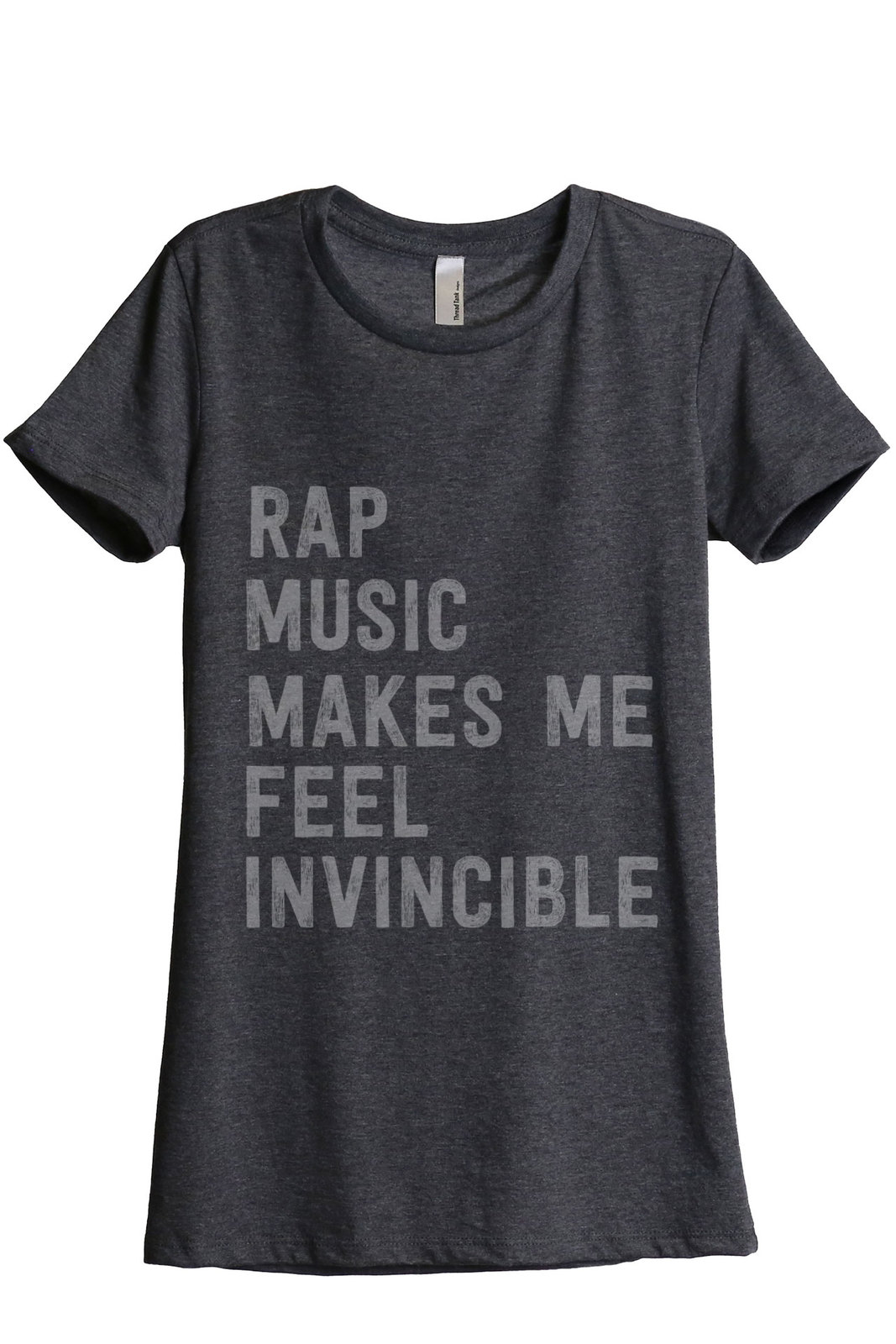 Image of Rap Music Invincible Women's Relaxed T-Shirt Tee Charcoal Grey