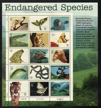 Endangered Species Collectible Sheet Fifteen 32 Cent Stamps Scott 3105 By USPS - $8.50