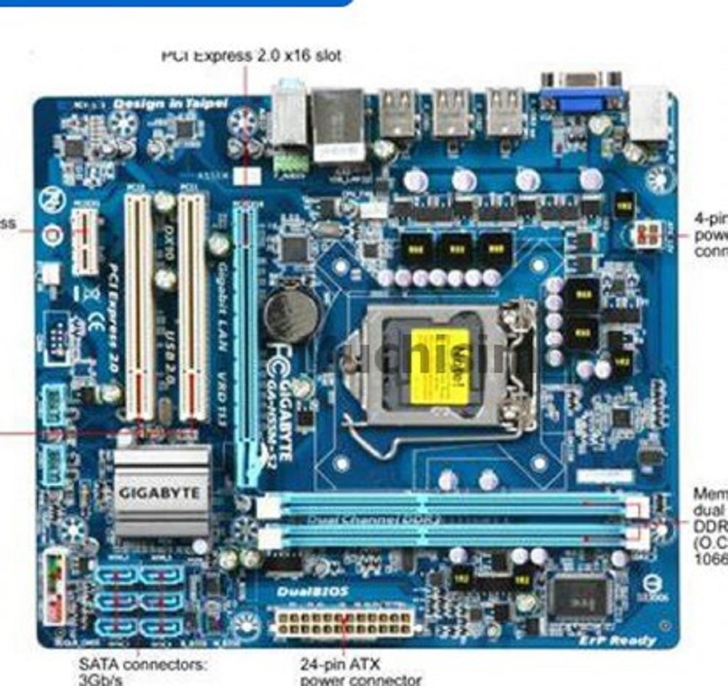 GIGABYTE GA-H55M-S2 Desktop Motherboard H55 H55M Socket LGA 1156 I3 I5 ...