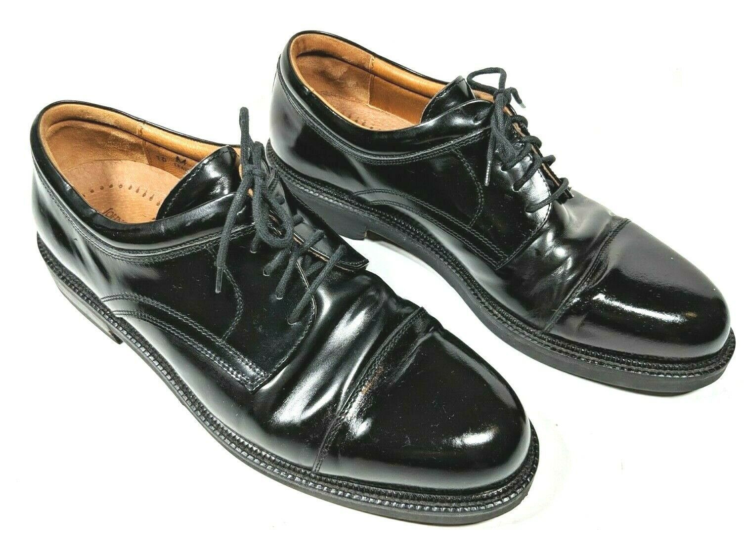Primary image for Johnston & Murphy Passport Cap Toe Derby Mens 10 M Black Leather Shoes Italy J&M