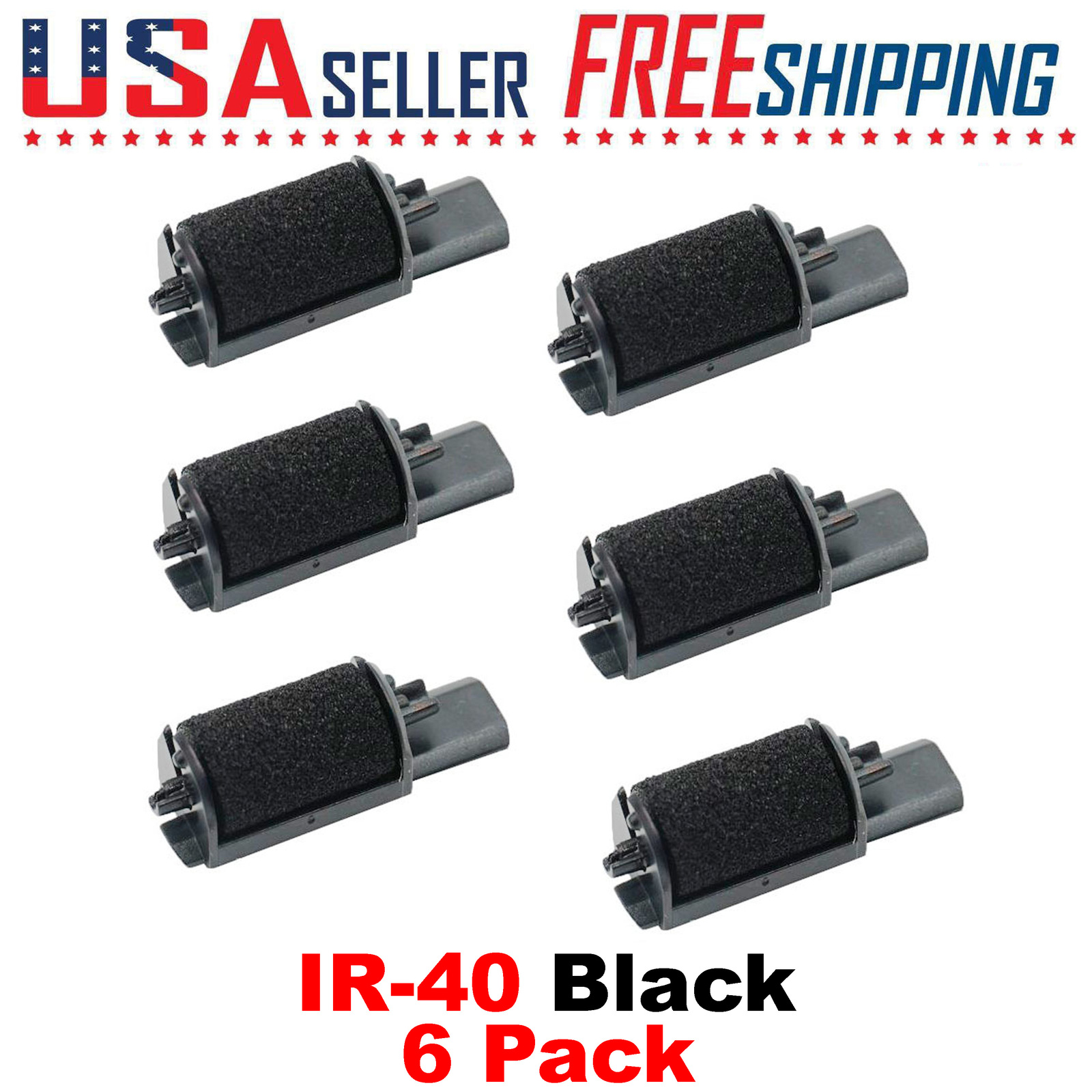 IR40 x 6 Pack Ink Roller Black Sharp Cash Register XEA101, 102, 106