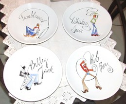 Pottery Barn Tie One On Cowboy Cocktail Recipe Plates Set of 4 - $24.99