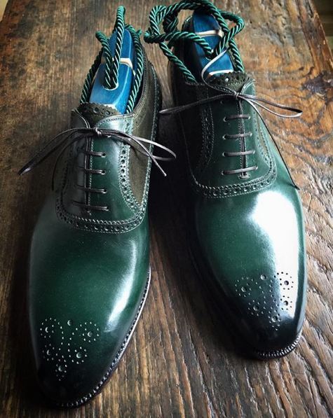 New Handmade men's Green Color Leather Shoes, Men Lace up Designer dress Formal