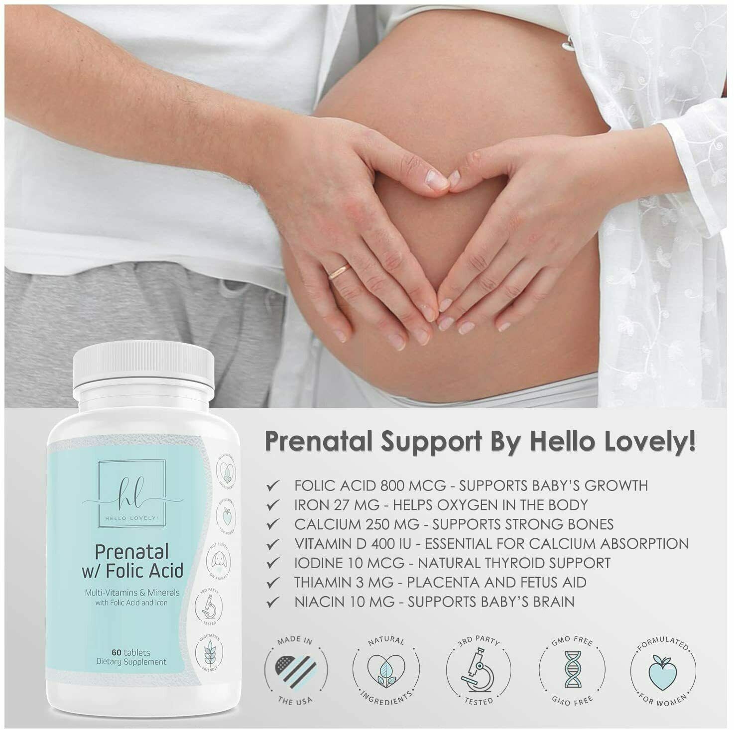 Prenatal Vitamins with Folic Acid & Iron Complete Multivitamin Tablets