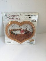 Country  Cross Stitch Kit 034203 Easel Back with Wall Frame Duck in basket - $9.90