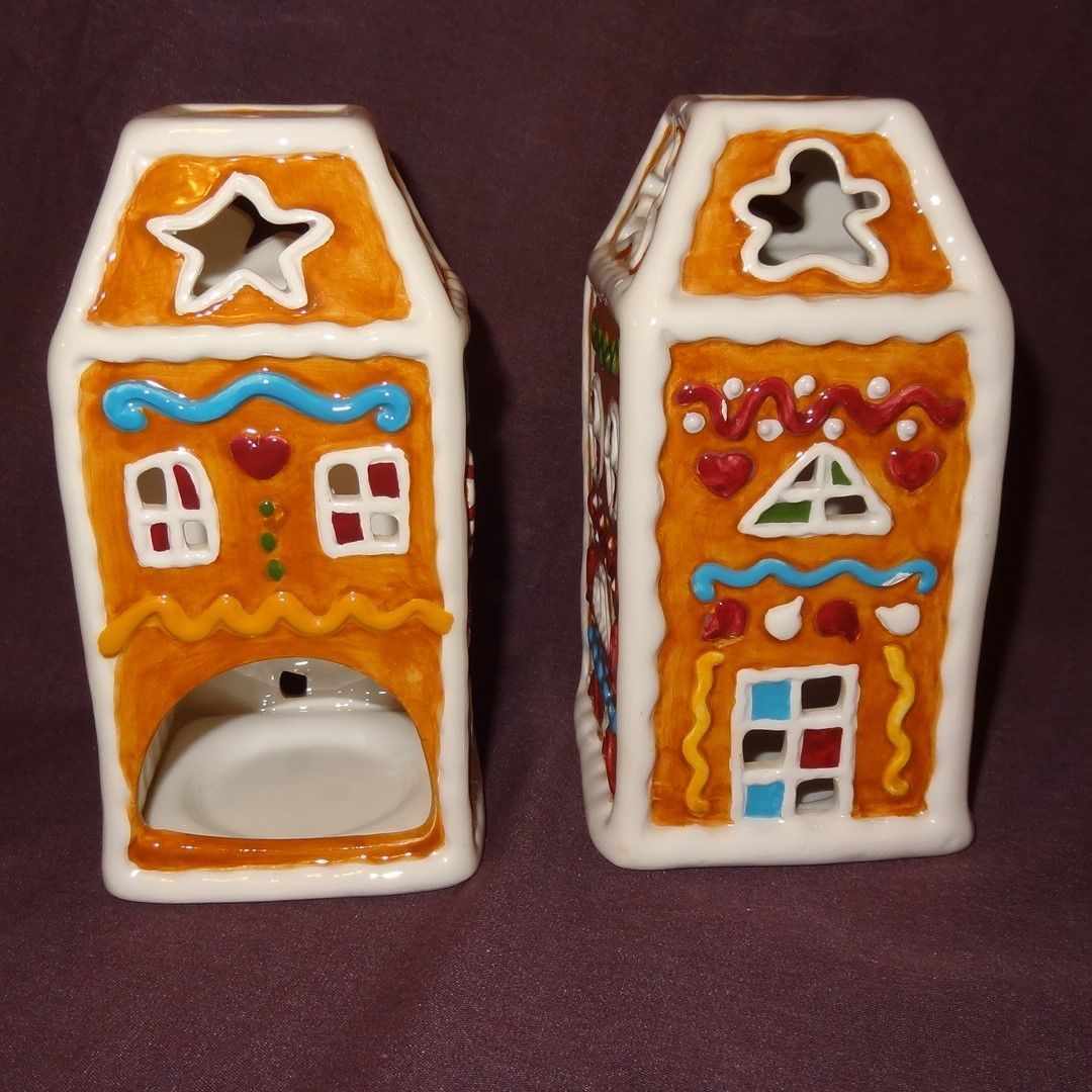 Home Interiors Homeco Christmas Gingerbread House Tin Votive candle holder 