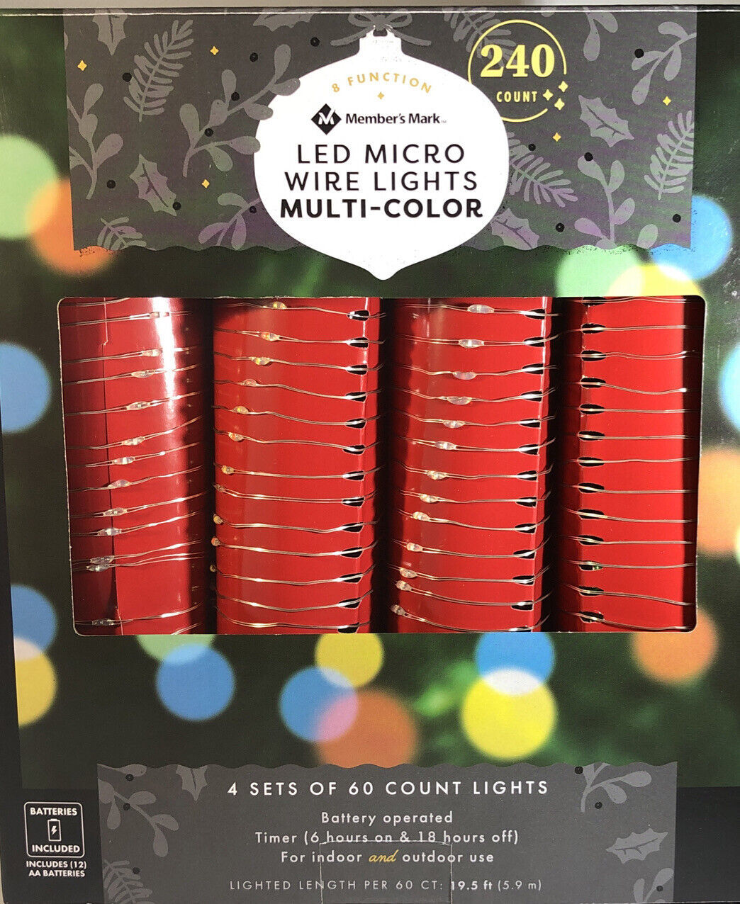 Members Mark Micro LED Wired Lights 240 Count 8 Function! Batteries Included!NEW