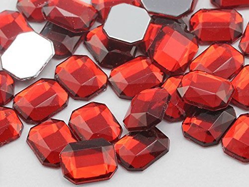 10X8mm Red Garnet A28 Flat Back Octagon Acrylic Gemstones High Quality Pro Grade