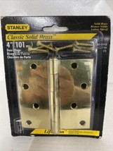 New Stanley 80-0115 Solid Brass Square Corner 4" Mortise Door Hinges - $14.75