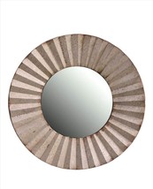 Rustic Design Glass Mirror Pleated Frame Metal 24" Round Metal & MDF Home Decor image 1