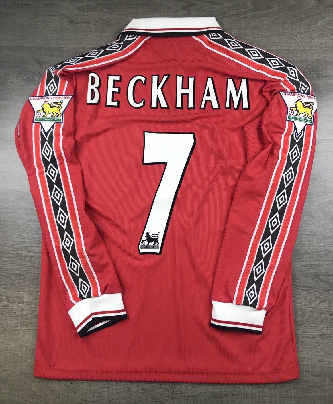 Retro Manchester United 1998-99 Long Sleeve #7 BECKHAM Soccer Jersey