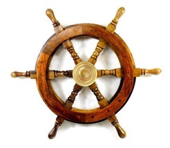 15" Wooden Ship Wheel Pirate Nautical Boat Home Decor