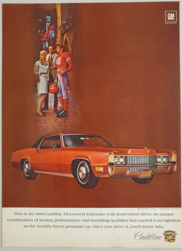 1969 Print Ad Cadillac Fleetwood Eldorado Red Car Front Wheel Drive - $12.85