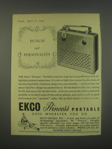 1949 Ekco Model P63 Princess Portable Radio Ad - Punch and personality - $14.99