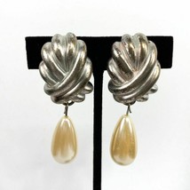 Givenchy vintage silvertone & pearl earrings - $92.57