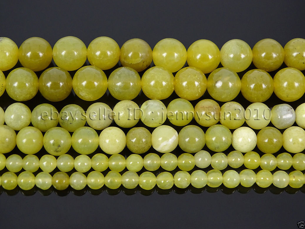 Natural Olive Lemon Jade Gemstone Round Spacer Beads 15'' 4mm 6mm 8mm 10mm 12mm