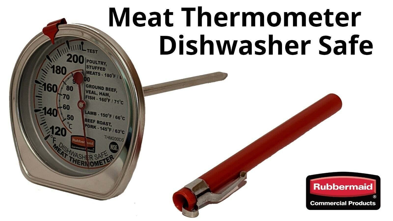 Meat Thermometer Stainless Steel Dishwasher Safe Rubbermaid Home Restaurant Tool Cooking