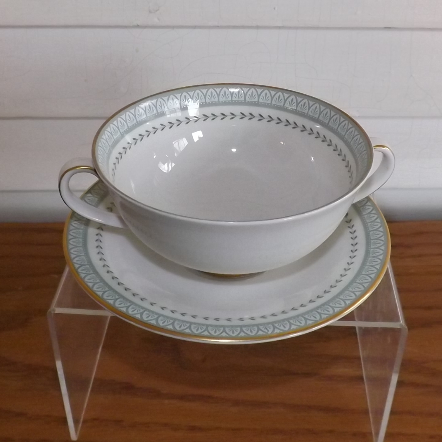 Royal Doulton Berkshire Footed Cream Soup Bowl and Saucer Vintage Fine
