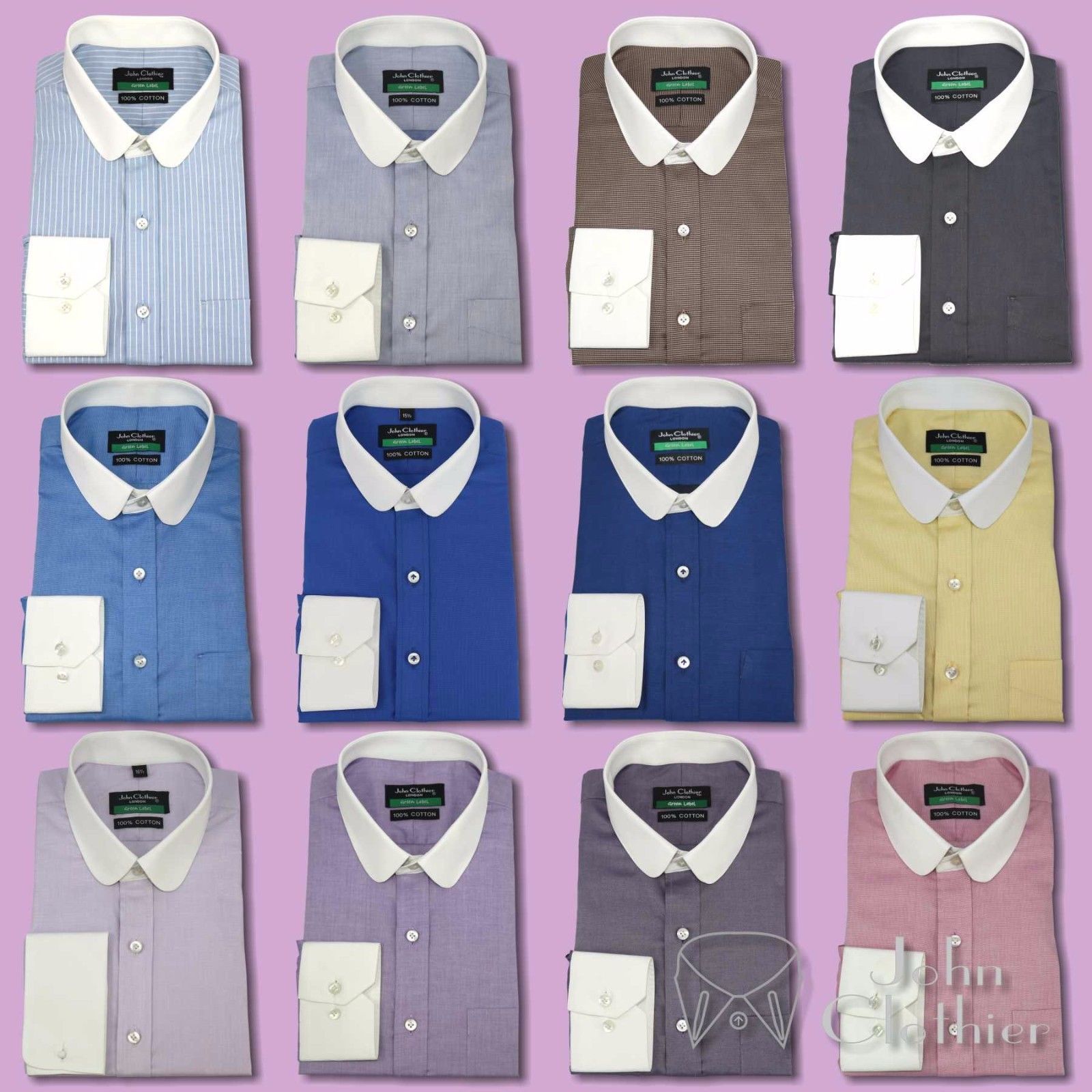 Mens Penny collar Banker shirt Formal Gents Office Round Club collar