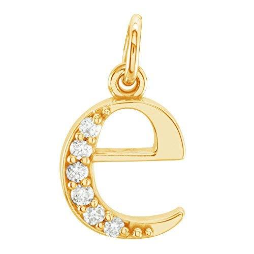 Diamond Initial 'e' Lowercase Alphabet Letter 14k Yellow Gold Pendant ...