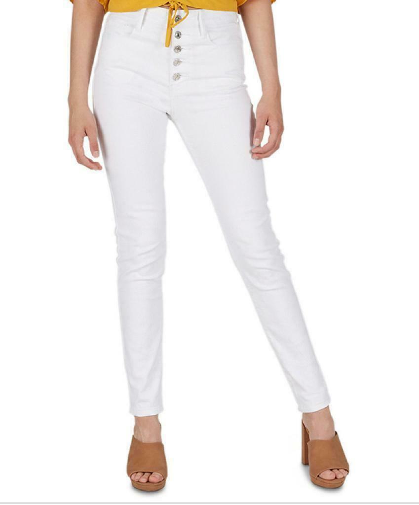 Numero High-Rise Exposed-Button Skinny Jeans, Size 27