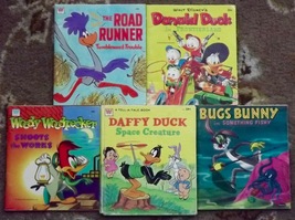 5 Whitman books Donald Duck in Frontierland, Woody Woodpecker Shoots the... - $6.99
