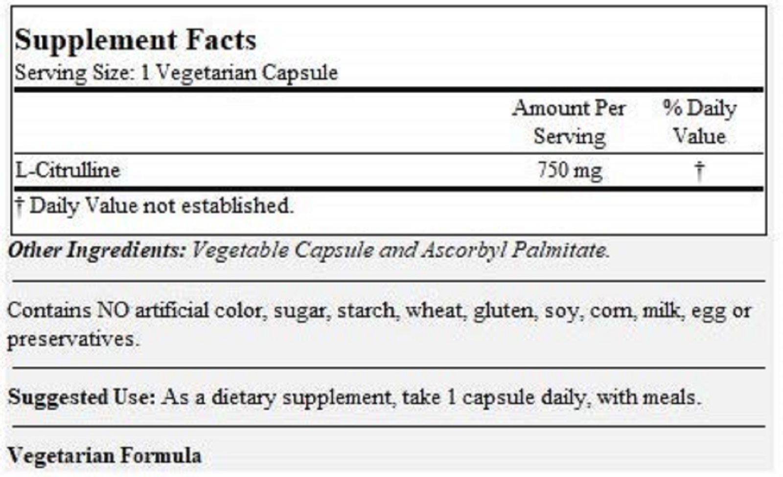 L-Citrulline 750mg per Capsule (240 Vegetarian Capsules) (2-Pack) - No Stearates