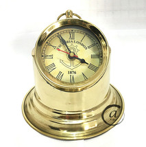 Christmas Shiny Brass/ Golden Finish Ornament Decor Clocks Home/Office Desk S - $34.93