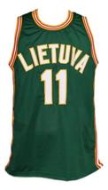 Arvydas Sabonis #11 Lietuva Custom Basketball Jersey New Sewn Green Any Size image 4