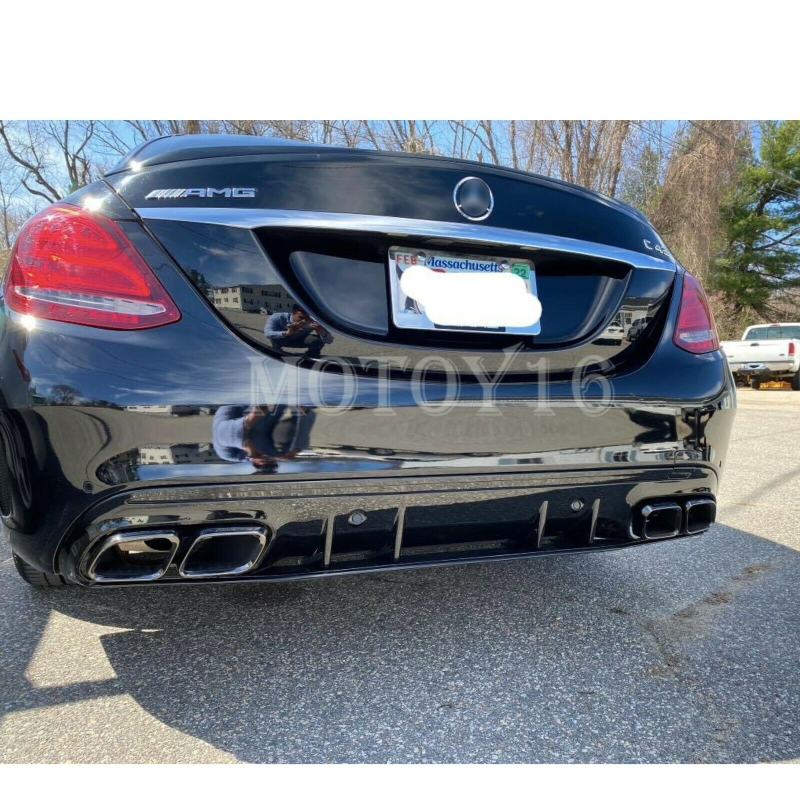 C63s Rear diffuser Chrome Exhaust tip for Mercedes C W205 AMG Bumper Sedan 1520 Bumpers