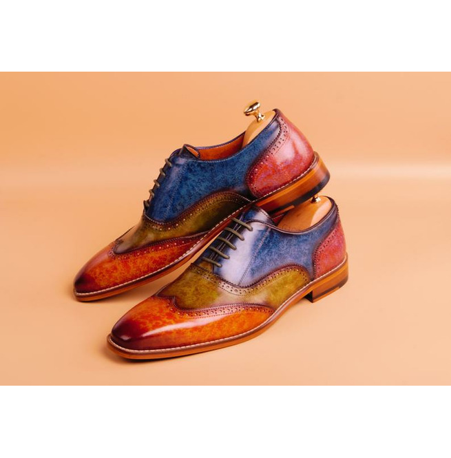 Luxury Multi Color Patent Oxford, Wedding Leather Shoes, Lace Up Wingtip Shoes,