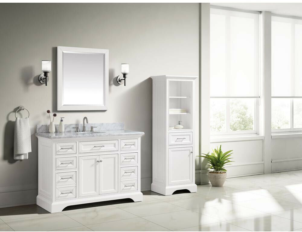 White Framed Bathroom Vanity Mirror