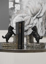 Terrier Dog Bookend Set 6.3" High Black Color Poly Stone Library Books Read image 2