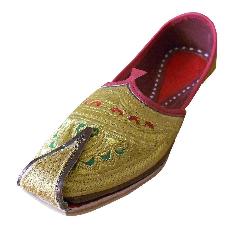 Men Shoes Indian Traditional Handmade Leather Punjabi Khussa Gold ...