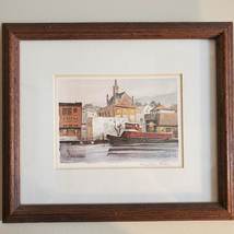 Framed Art Print signed Mary Ellen Golden, Wilmington NC Cape Fear river... - $44.99