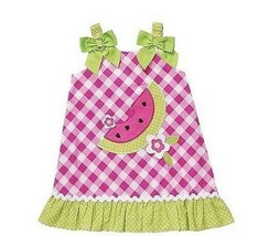 NWT Toddler Girl 2T Pink White Green Watermelon Checked Summer Dress Sun... - $12.99