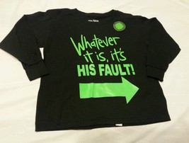 Boys Tee Shirt Sz S 6-7 Black Kids Whatever it is it's His Fault! - $14.98