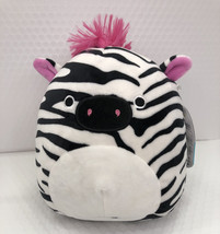 Squishmallow Tracey the Zebra Black &amp; White 8” Kellytoy Hot Pink Mane Ra... - $22.85