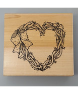 Heart Grapevine Wreath With Bow DOTS R142 Large Rubber Stamp Valentines Day #2 - $10.95