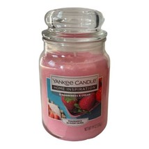 Yankee Candle Strawberries &amp; Cream Home Inspiration 19 oz. Jar Pink New - $37.05