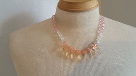18&quot;ARTSY ARTISAN WIRE FASHION PINK CLEAR CRYSTAL NECKLACE,CUSTOM DESIGN,... - $10.39